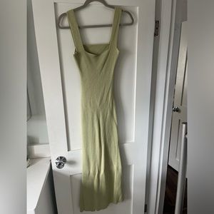 Sage Green, Long, open back, Knit dress